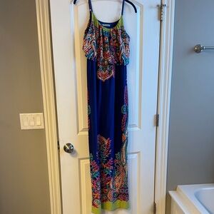 Maurices Blue and Green Patterned Maxi Dress